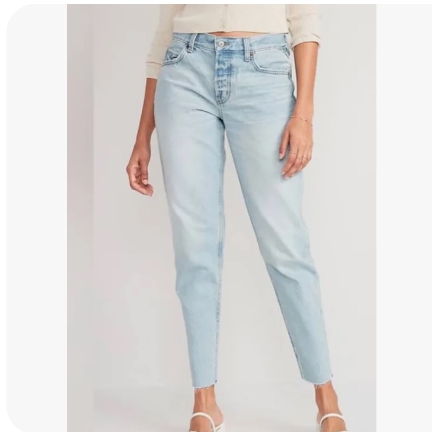 Old Navy High-Waisted Button-Fly Slouchy Taper Cut-Off Non-Stretch Ankle